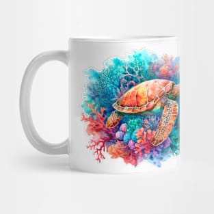 Watercolor Coral Turtle Mug